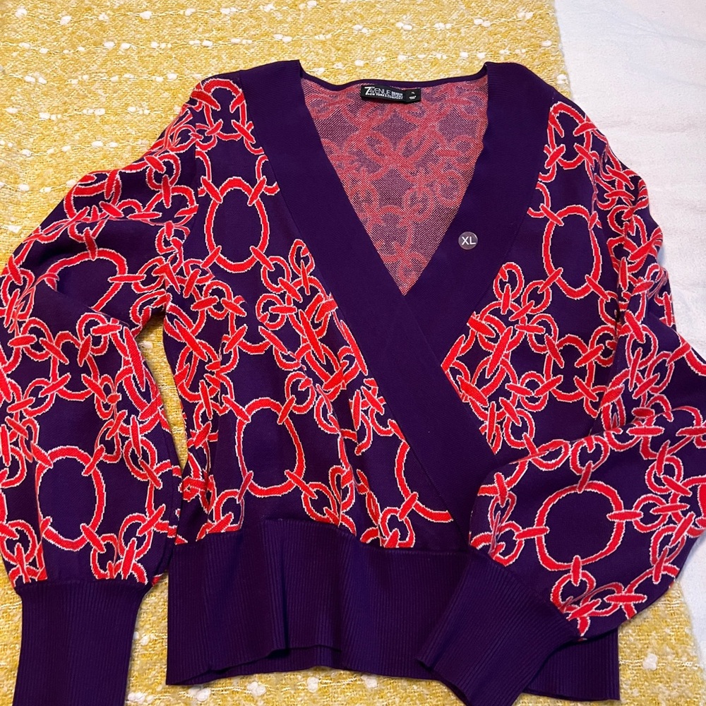 Chic Purple and Red Women's Cardigan
